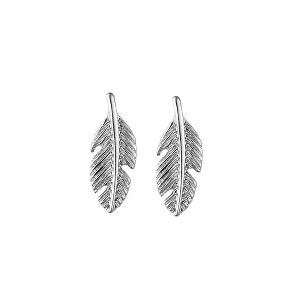 Feather earrings silver earrings studs silver jewelry boho chic